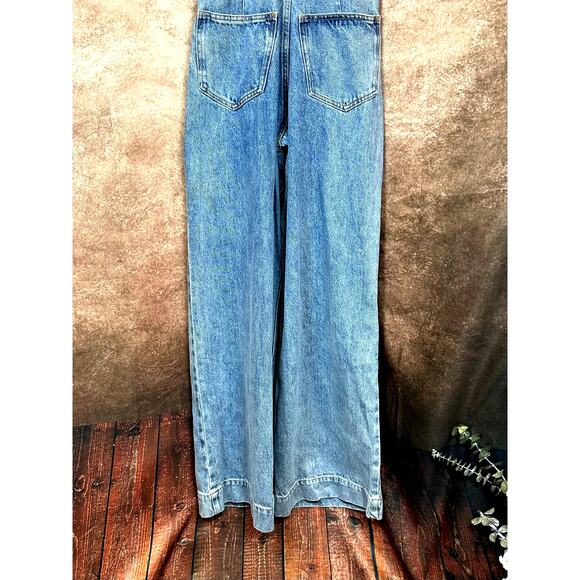 Wide Leg Denim Loose Jumper One Piece We Wore What Bib Overalls size 26 - Picture 9 of 13